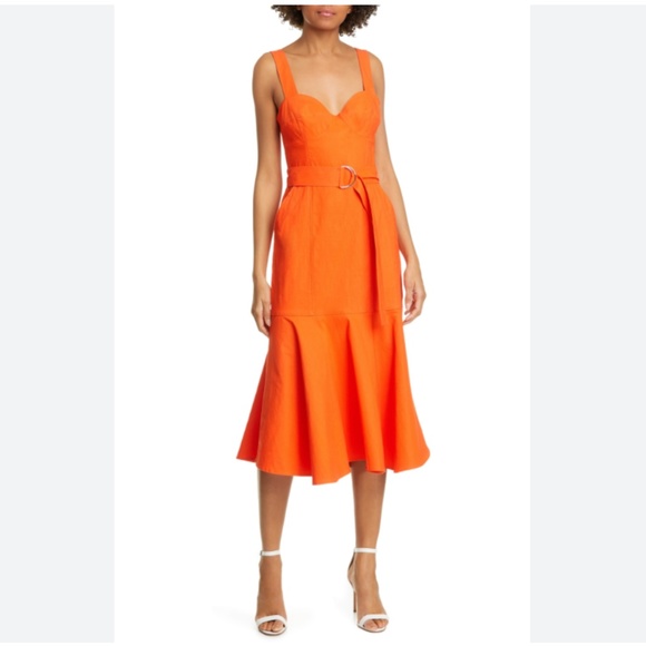 Orange A.L.C. Sabrina Linen Blend Bustier Midi Dress🧡 - Picture 1 of 13